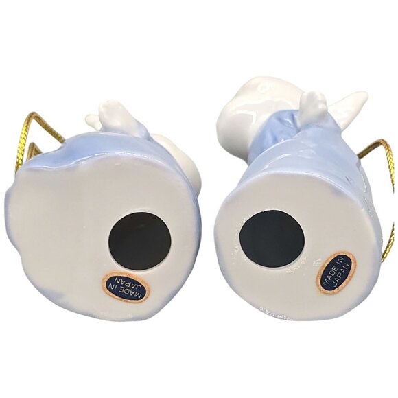 Vintage Kissing Angel Glazed Ornament Set Porcelain Figurine Original Box - Picture 2 of 11